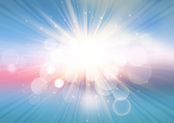 sunburst background with bokeh lights vector image