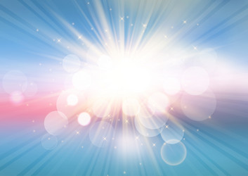 Sunburst background with bokeh lights vector