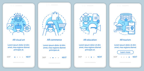 Augmented reality applying onboarding mobile app vector