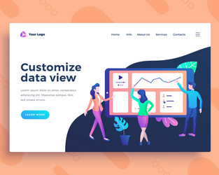 landing page template data view concept vector