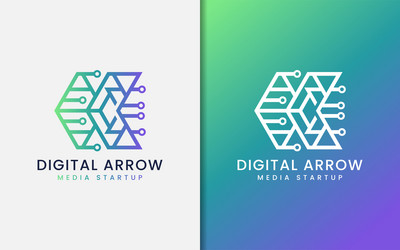 modern digital arrow logo design with tech vector