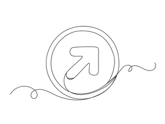 arrow in circle continuous one line art shape vector image