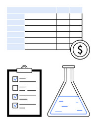financial data task checklist and lab flask vector image