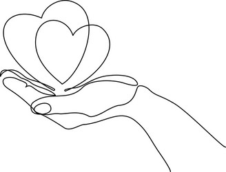 Heart in Hand - Continuous Line Art vector image