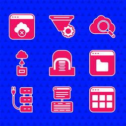set hangar with servers server data web hosting vector image