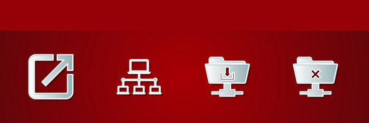 set open in new window computer network ftp vector image