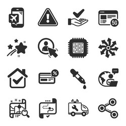 Set technology icons such as user flight mode vector