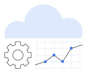 cloud computing with gear and line chart vector image