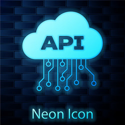 glowing neon cloud api interface icon isolated vector image