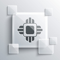 grey computer processor with microcircuits cpu vector image