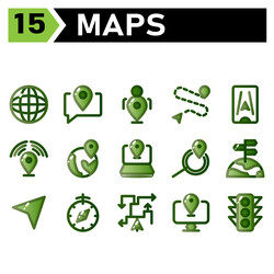 maps and navigation icon include globe world vector image