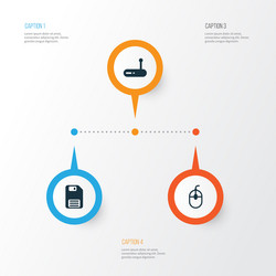 computer icons set collection of router diskette vector image