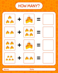 how many counting game with candy corn worksheet vector image