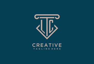 lc initial with pillar icon design clean vector image