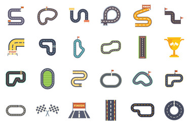 set of top view empty race tracks icons showing vector image