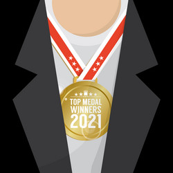 Top medal winner 2021 sport competition concept vector