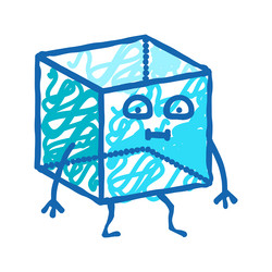 cube geometric shape character icon doodle vector image