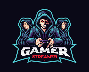 Gamer Mascot Logo - Streamer Crew Vector Image