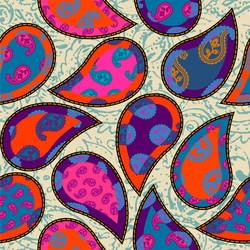 patchwork pattern with paisley ornament patterns vector image
