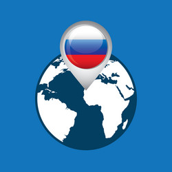 world map with pointer flag russian vector