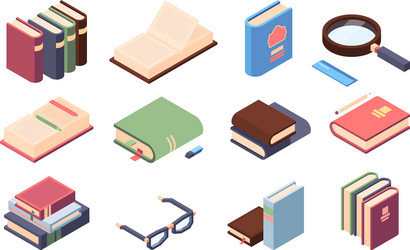 book reading set encyclopedia and textbooks vector