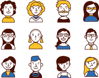 Bundle people group characters Royalty Free Vector Image