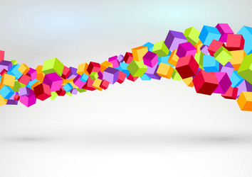 cubes forming colorful swoosh wave vector