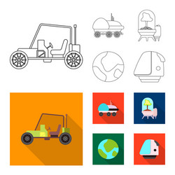 isolated object of mars and space logo set vector image