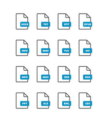 linear file format icons set isolated vector image