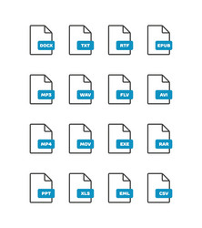 linear file format icons set isolated vector