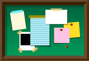 message board with blank notes and stickers vector image