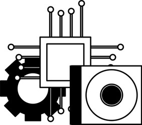 motherboard circuit compact disk setting vector image