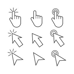 set cursor icon click design collection vector image