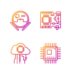set line processor with microcircuits cpu vector image