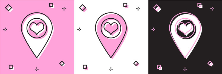 set map pointer with heart icon isolated on pink vector image