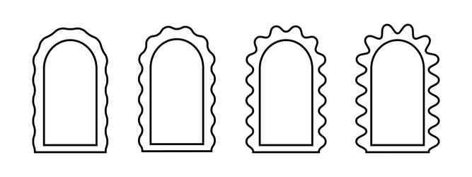 set of arch frames with wavy edges simple vector image