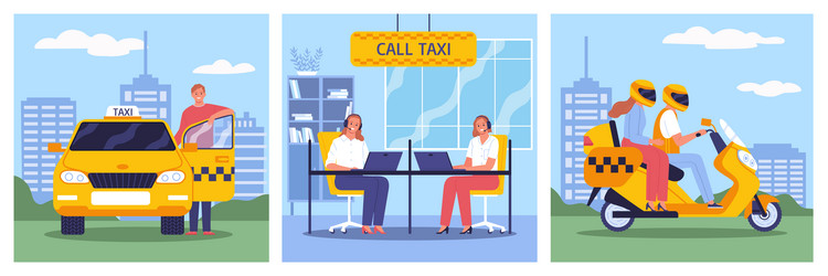 Traffic police compositions set Royalty Free Vector Image