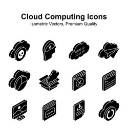 visually appealing cloud computing isometric set vector image