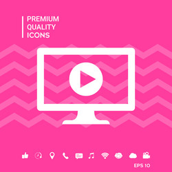 computer with play button icon vector image