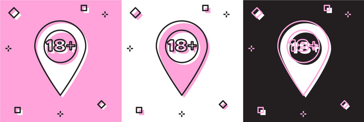 set map pointer with 18 plus icon isolated on pink vector image