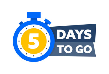 5 days to go countdown timer left vector