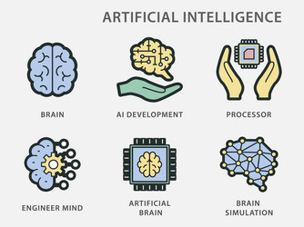 artificial intelligence icons for graphic and web vector image