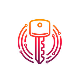 cyber security icon key in microcircuit circle vector image