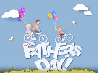 Happy fathers day card paper cut style vector