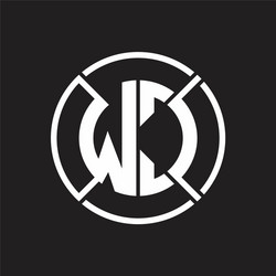 wc logo monogram with four part circle slash vector image