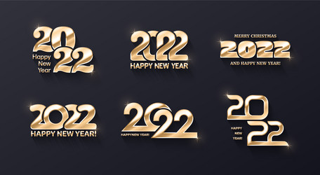 2022 happy new year golden logo collection 3d vector