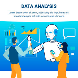 Computerized data analysis flat banner template vector