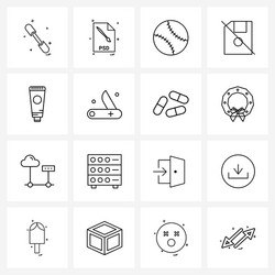 isolated symbols set 16 simple line icons vector image