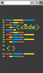 programming code on a browser window vector image