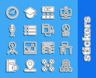 set line computer network monitor and desk vector image